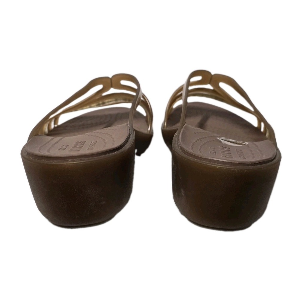 Crocs Isabella Sandals Womens 7 US Strappy Jelly Mini Wedge Bronze Gold Glitter - Picture 4 of 7